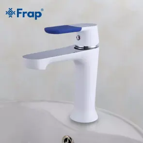Змішувач для умивальника Frap F1034, білий/хром №3