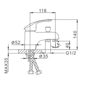Змішувач для умивальника Frap F1221 з душовою лійкою, хром №5