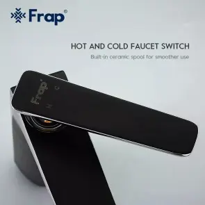 Змішувач для умивальника Frap F1057, чорний/хром №5
