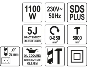 Перфоратор мережевий SDS+ YATO 1100 Вт №6