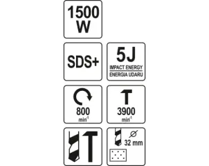 Перфоратор мережевий SDS+ YATO 1500 Вт №7