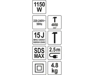 Отбойный молоток сетевой SDS-Max YATO 1150 Вт №5
