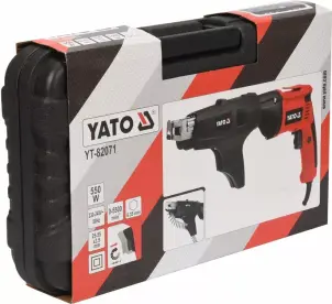 Шуруповёрт сетевой для шурупов г/к плит YATO: 550 Вт, з обоймою для шуруп: Ø= 3,5мм, l= 22-55мм №5