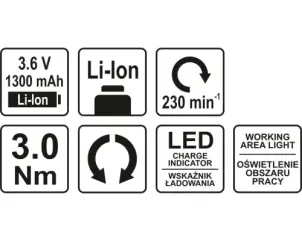 Отвертка аккумуляторная YATO Li-Ion 3.6 В 1.3 Ач 3 Нм №6