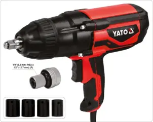 Гайковерт ударний мережевий YATO 1/2" 1020 Вт 600 Нм 2600 об/хв + 4 головки і кейс №4