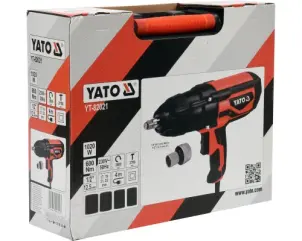 Гайковерт ударний мережевий YATO 1/2" 1020 Вт 600 Нм 2600 об/хв + 4 головки і кейс №8