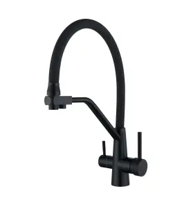 Смеситель для кухни WEZER INX4A-08-BLACK на две воды, нержавеющая сталь, черный №1