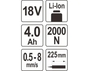 Пистолет для клея и герметика аккумуляторный YATO Li-Ion 18 В 4 Ач для тюбов 225 мм 0.5-8 мм/с №5