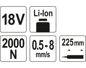 Пистолет для клея и герметика аккумуляторный YATO Li-Ion 18 В для тюбов 225 мм 0.5-8 мм/с (БЕЗ АККУМУЛЯТОРА) №6