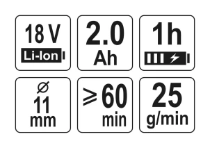 Пістолет клейовий акумуляторний YATO Li-Ion 18 В 2 Агод для стержнів Ø11 мм 25 г/хв + 3 стержня №5