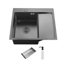Кухонная мойка ITAL HD5851L, 580x510мм,Нержавеющая сталь, левая, черный