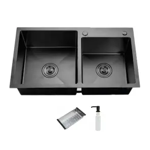Кухонная мойка ITAL HD7541, 750x410мм,Нержавеющая сталь, черный №1