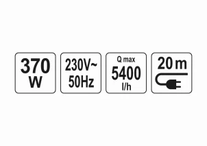 Насос для води глибинний YATO 370 Вт 5400 л/год висота- 35 м глибина- 80 м кабель-20 м №5