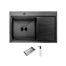 Кухонная мойка ITAL HD7850L, 750x500мм,Нержавеющая сталь, левая, черный