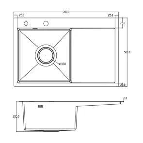 Кухонная мойка ITAL HD7850L, 750x500мм,Нержавеющая сталь, левая, черный №2