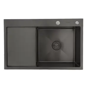 Кухонная мойка GAPPO GS7850-6R накладная 780x500 мм, PVD поверхность, правая чаша №3