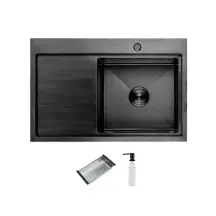 Кухонная мойка ITAL HD7850R, 750x500мм,Нержавеющая сталь, правая, черный