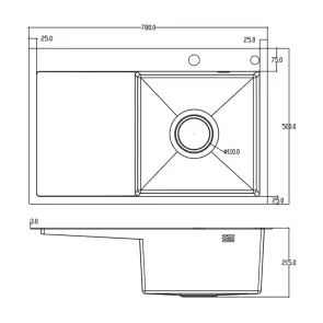 Кухонная мойка ITAL HD7850R, 750x500мм,Нержавеющая сталь, правая, черный №2
