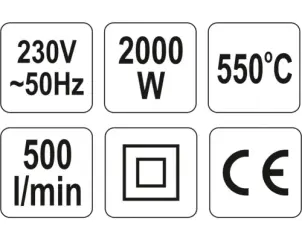 Фен технічний YATO 2 кВт 550°C №6
