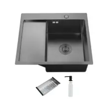 Кухонная мойка ITAL HD5851R, 580x510мм,Нержавеющая сталь, правая, черный