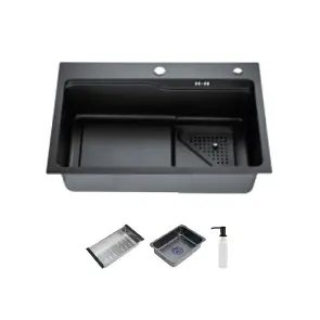 Кухонная мойка ITAL HD7546B, 750x460 мм,Нержавеющая сталь, черный №1