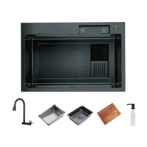 Кухонная мойка ITAL HD7545B, 750x450мм,Нержавеющая сталь, черный №1