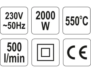 Строительный фен YATO 2 кВт 550°C + аксессуары и кейс №4