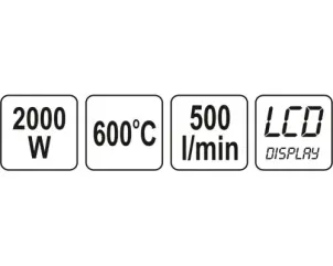 Фен технічний з LCD-дисплеєм YATO 2 кВт 600° + аксесуари і кейс №4