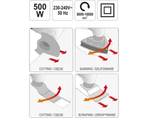 Багатофункційний інструмент YATO 500 Вт 16000 об/хв + насадки + кейс №6