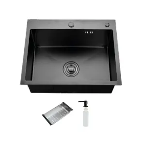 Кухонная мойка ITAL HD6045-B, 600x450мм,Нержавеющая сталь, черный №1