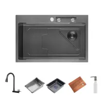 Кухонная мойка ITAL HD7246G, 720x460мм,Нержавеющая сталь, сифон HD10+HD14, серый