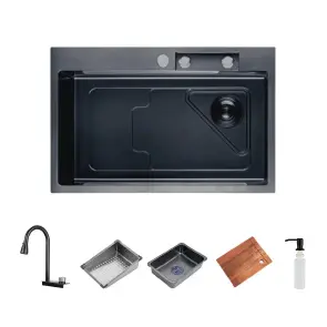 Кухонная мойка ITAL HD7246B, 720x460мм,Нержавеющая сталь, черный №1