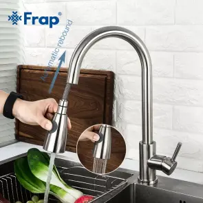 Змішувач для кухНі з висувним виливом Frap F60899-1, сатин №3