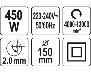 Эксцентриковая шлифовальная машинка 450 Вт YATO YT-82207 №4