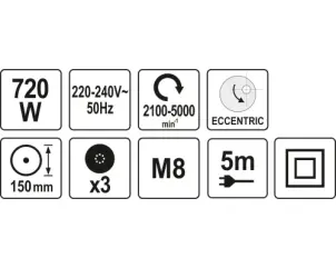 Эксцентриковая полировальная машина сетевая YATO 720 Вт №6