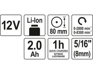 Полірувальна машина акумуляторна YATO Li-Ion 12 В 2 Агод 80 мм №6