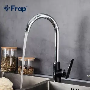 Змішувач для кухНі Frap F4057, чорний/хром №2
