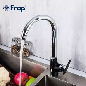 Змішувач для кухНі Frap F4057, чорний/хром №3