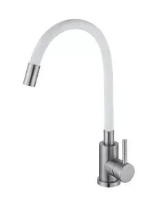 Смеситель Для кухни WEZER EKO4X-01W с гибким изливом, белый №2