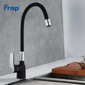 Смеситель Для кухни Frap F4453-04 с гибким изливом, Черный/хром №2