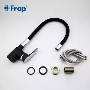 Смеситель Для кухни Frap F4453-04 с гибким изливом, Черный/хром №5
