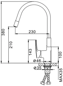 Смеситель Для кухни Frap F4453-04 с гибким изливом, Черный/хром №6