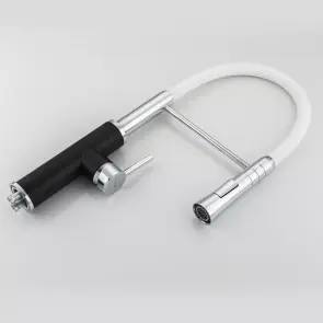 Смеситель Для кухни Frap F4452-7 с гибким изливом, 2 режима, Черный/белый №4