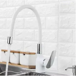 Смеситель Для кухни Frap F4453-03 с гибким изливом, белый/хром №2