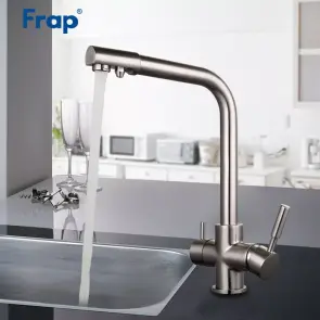 Смеситель Для кухни Frap F4352-5 на две воды, сатинированный №2