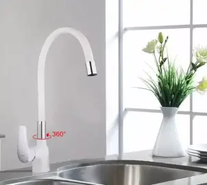 Смеситель Для кухни Frap F4453-03 с гибким изливом, белый/хром №3