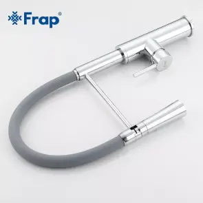 Смеситель Для кухни Frap F4452-6 с гибким изливом, 2 режима, серый/хром №4