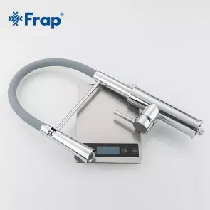 Смеситель Для кухни Frap F4452-6 с гибким изливом, 2 режима, серый/хром №6