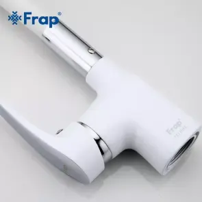 Смеситель Для кухни Frap F4453-03 с гибким изливом, белый/хром №6