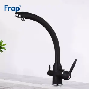Смеситель Для кухни с двумя воДами Frap F4399-7, Черный №2